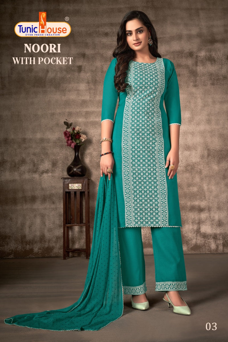 Tunic House Noori Pure Cotton With Heavy Fancy Work Stylish Designer Fancy Kurti