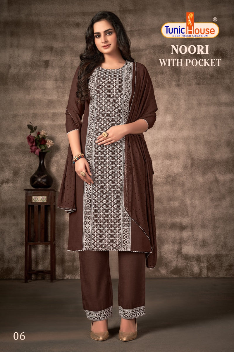 Tunic House Noori Pure Cotton With Heavy Fancy Work Stylish Designer Fancy Kurti