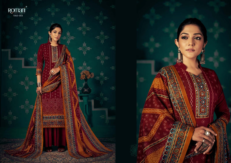 Romani Noori Pashmina With Mirror Hand Work Stylish Designer Festive Wear Salwar Kameez