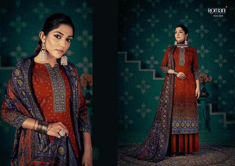 Romani Noori Pashmina With Mirror Hand Work Stylish Designer Festive Wear Salwar Kameez