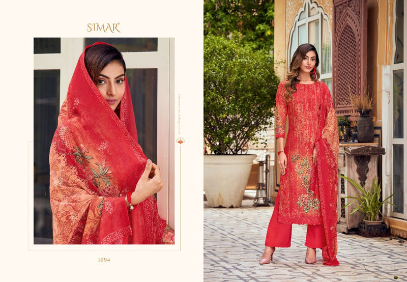 Simar Glossy Noura Muslin Viscose Printed With Embroidery Work stylish Designer Salwar Suit