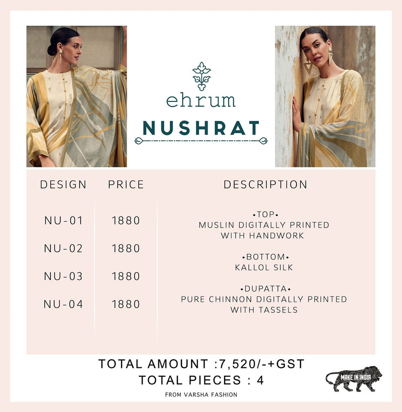Varsha Nusrat Muslin silk With Fancy Stylish Designer Party Wear Salwar Suit