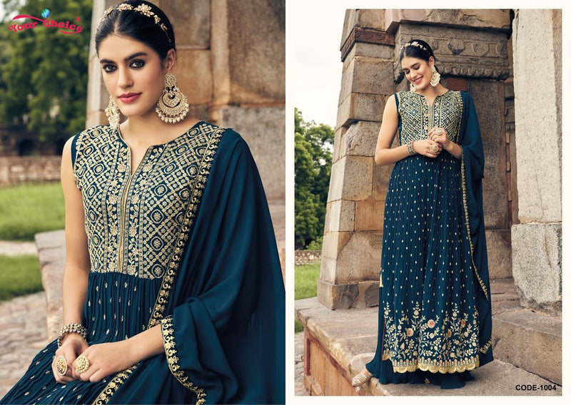 Your Choice Nyka Georgette With Heavy Embroidery Work Stylish Designer Party Wear Fancy Long Kurti