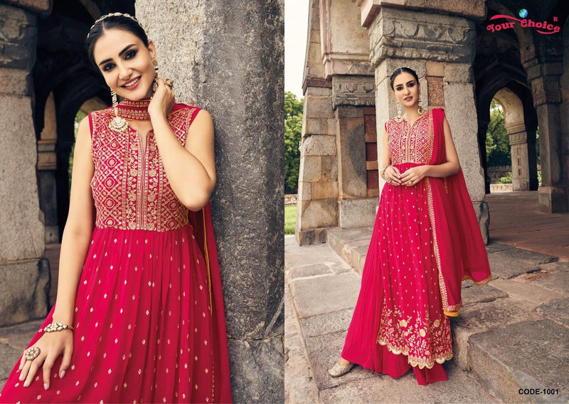 Your Choice Nyka Georgette With Heavy Embroidery Work Stylish Designer Party Wear Fancy Long Kurti