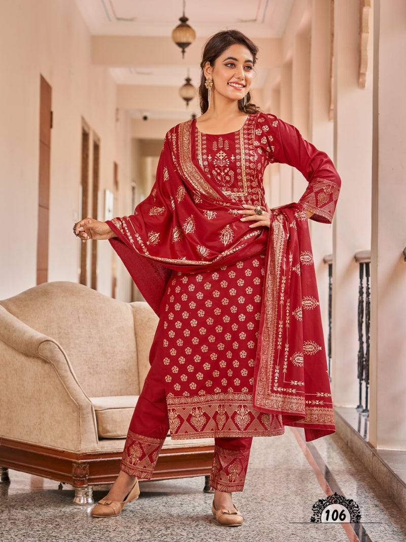 Banwery Fashion Nykaa Rayon With Foil Printed Work Stylish Designer Festive Wear Fancy Look Kurti