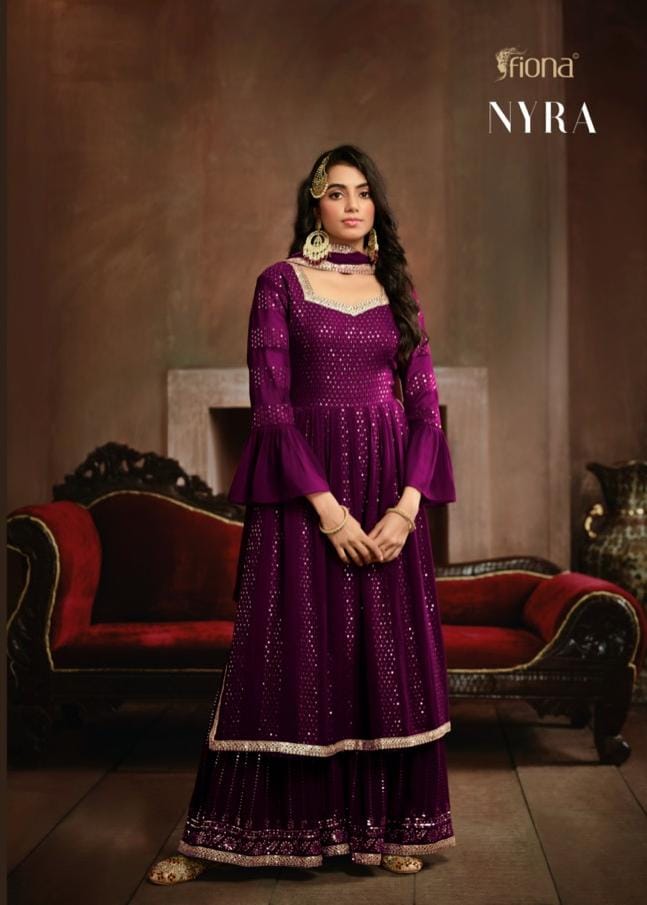 Fiona Nyra Georgette With Heavy Embroidery Work Stylish Designer Party Wear Fancy Kurti