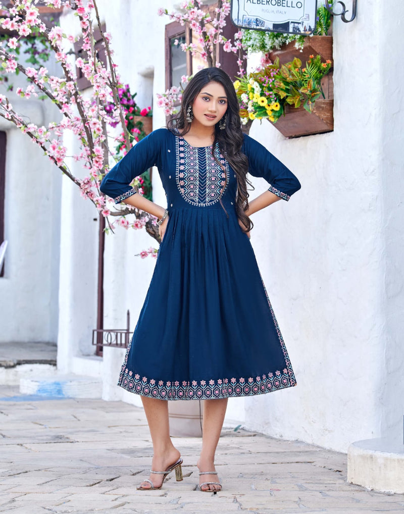 Tips & Tops Nyra Rayon With Heavy Beautiful Work Stylish Designer Party Wear Fancy Kurti