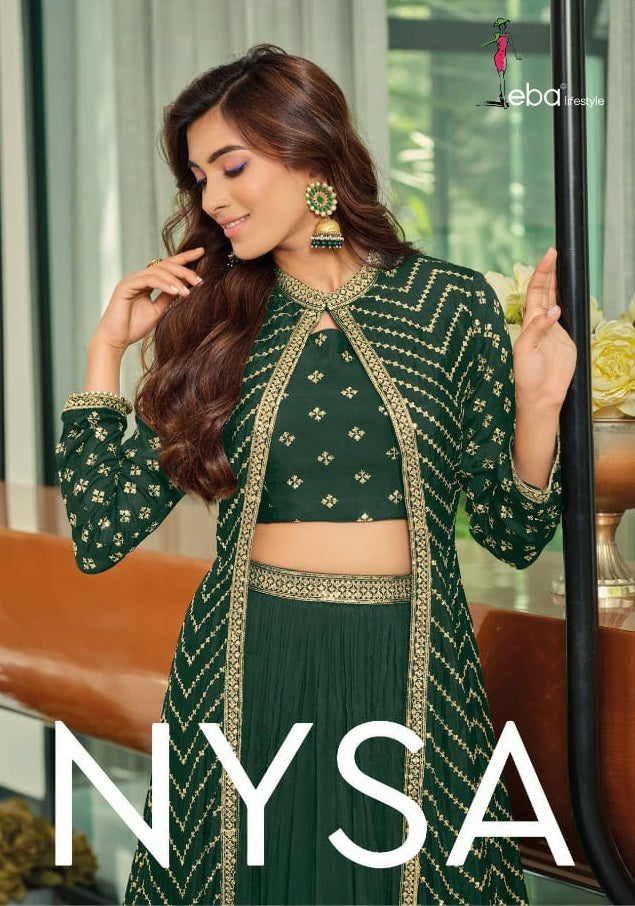Eba Lifestyle Dno 1455 To 1458 Chinon With Heavy Embroidery Stylish Designer Party wear Kurti