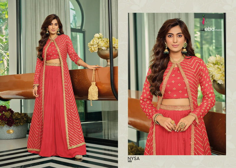 Eba Lifestyle Dno 1455 To 1458 Chinon With Heavy Embroidery Stylish Designer Party wear Kurti