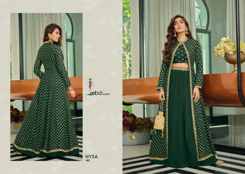 Eba Lifestyle Dno 1455 To 1458 Chinon With Heavy Embroidery Stylish Designer Party wear Kurti