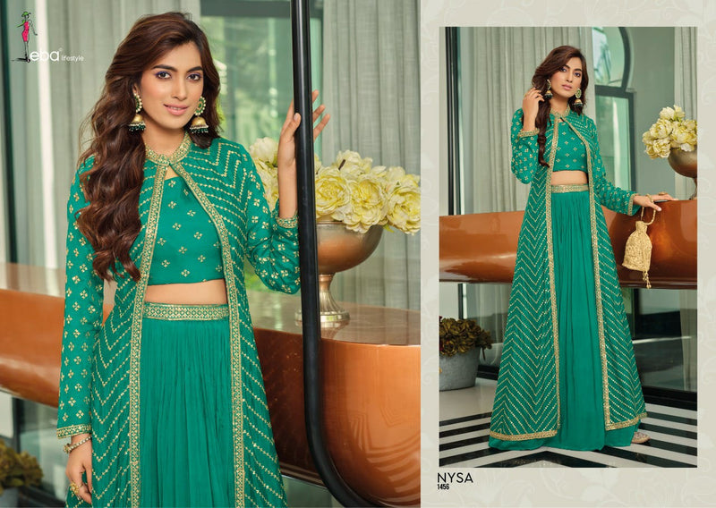 Eba Lifestyle Dno 1455 To 1458 Chinon With Heavy Embroidery Stylish Designer Party wear Kurti
