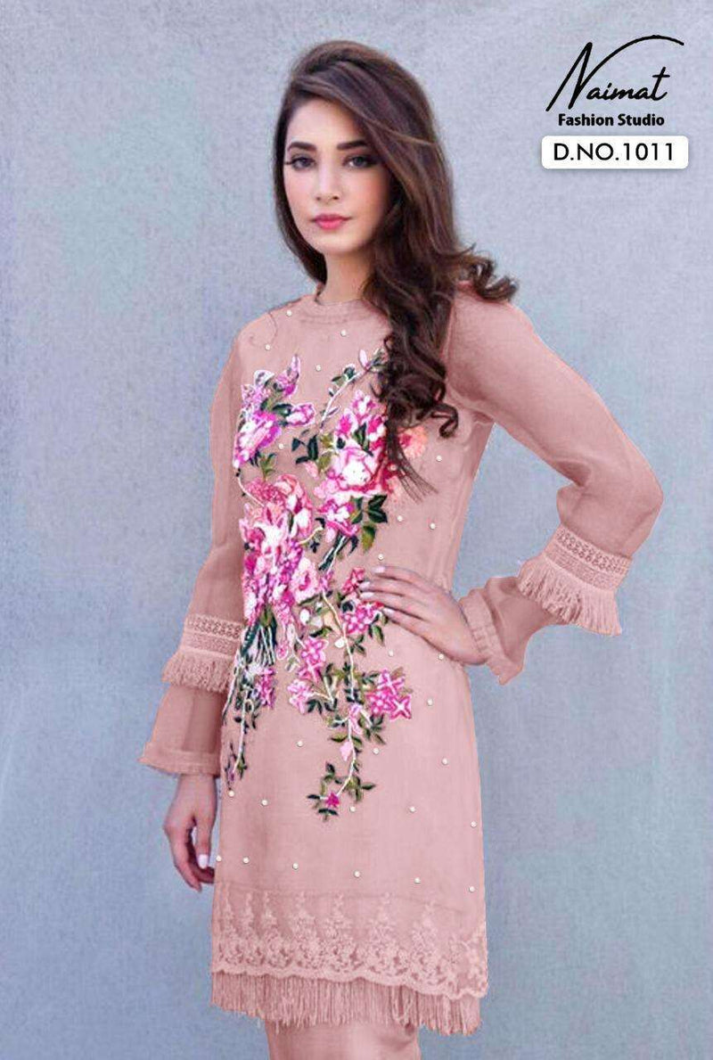 Naimat Fashion Studio Launch By Nfs 1011 Georgette With Beautiful Embroidery With Diamond Work Kurtis