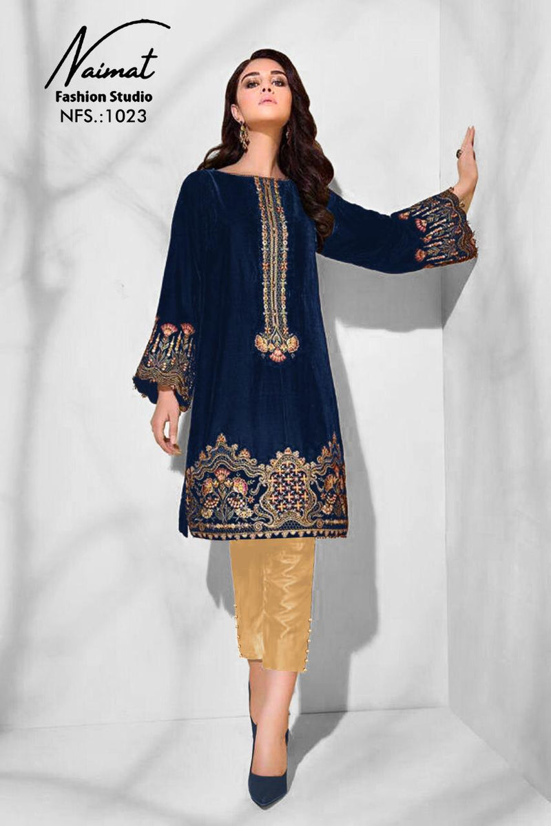 Naimat Fashion Studio Nfs 1023 Pure Velvet Designer Wear Pret Kurti