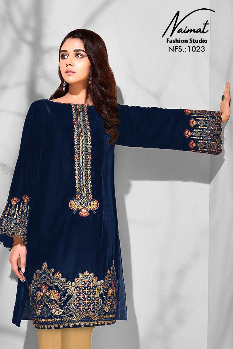 Naimat Fashion Studio Nfs 1023 Pure Velvet Designer Wear Pret Kurti