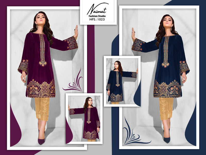 Naimat Fashion Studio Nfs 1023 Pure Velvet Designer Wear Pret Kurti