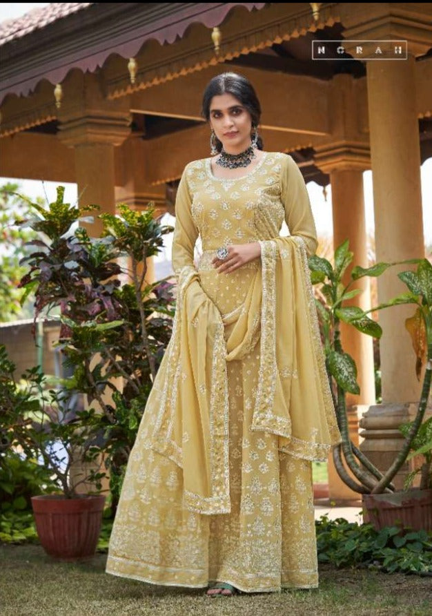 Navayat Nx Georgette Kali Heavy Embroidery Work Semi Velvet Fency Salwar Kameez