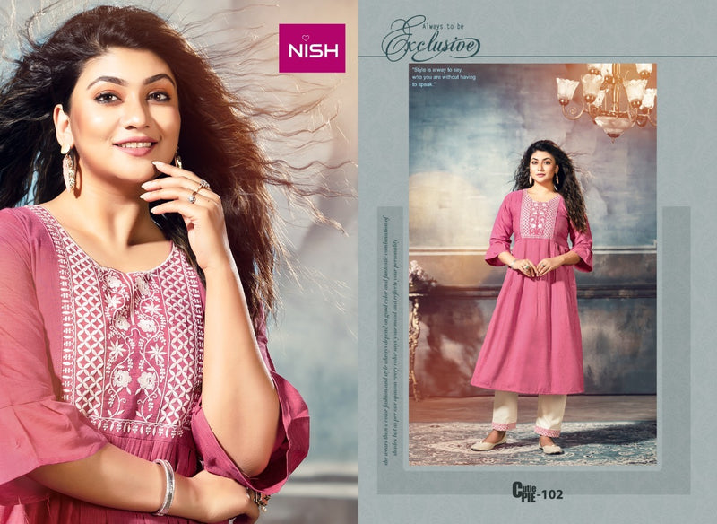 Nish Cutie Rayon Heavy Cotton Flex Pent Fancy Kurti