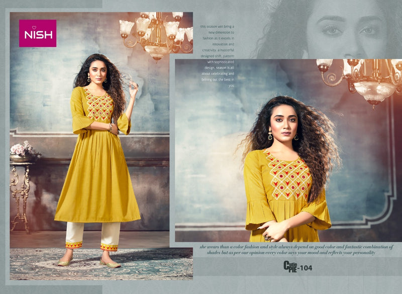Nish Cutie Rayon Heavy Cotton Flex Pent Fancy Kurti