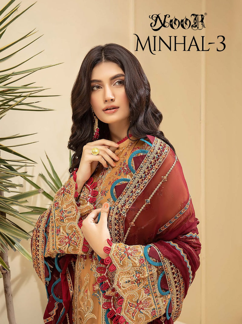 Noor Minhal Vol 3 Georgette With Heavy Embroidery Work Fancy Salwar Suit