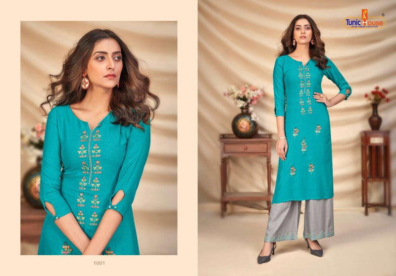 Nyra 2 Viscous Pattern Rayon Placement Embroidery Kurti