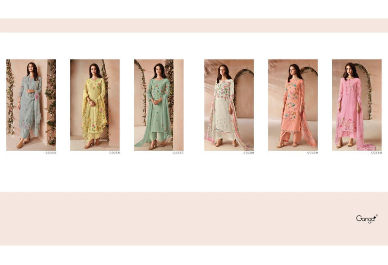 Ganga Dno 0355 To 0360 Pure cotton Printed With Heavy Embroidery work Stylish Designer Salwar Kameez
