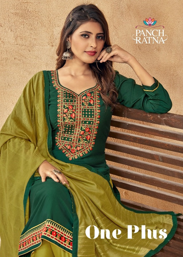 Panch Ratna One Plus Silk With Heavy embroidery Work Stylish Designer Casual Look Salwar Suit