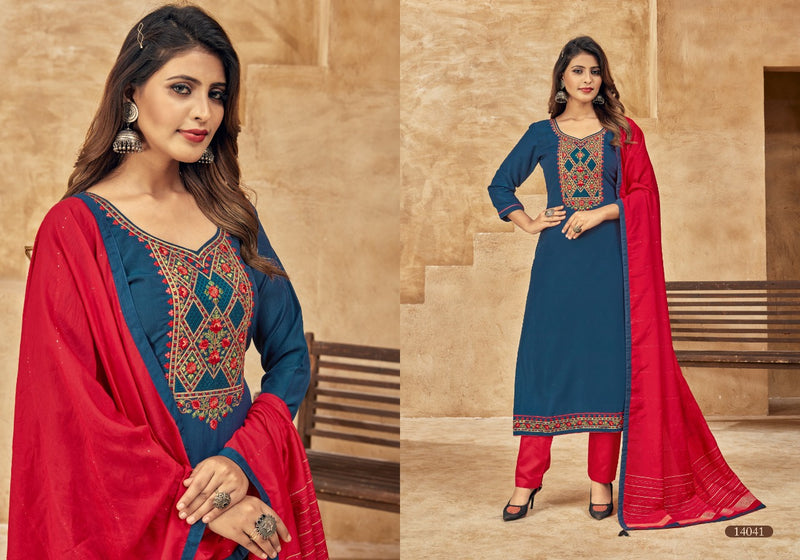 Panch Ratna One Plus Silk With Heavy embroidery Work Stylish Designer Casual Look Salwar Suit