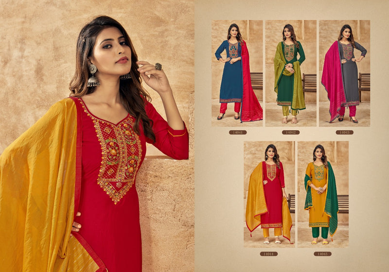 Panch Ratna One Plus Silk With Heavy embroidery Work Stylish Designer Casual Look Salwar Suit