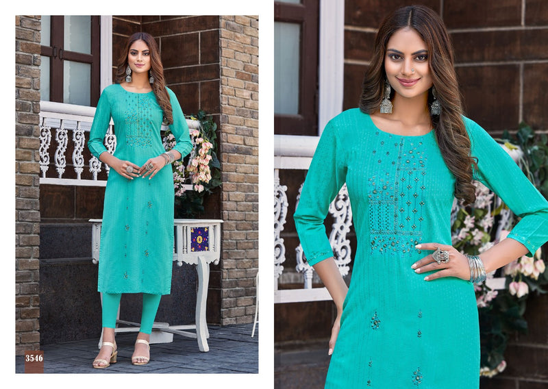Rangoon Orange Lining Cotton Fancy Casual Wear Kurtis