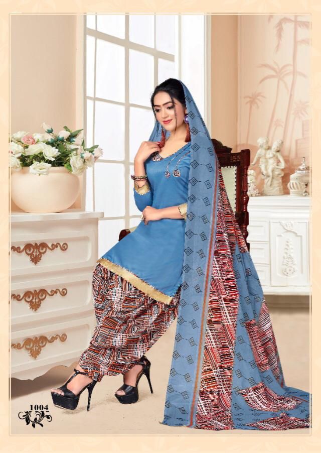 Skt Suits Orchid Cotton Printed Patiyala Style Festive Wear Salwar Kameez