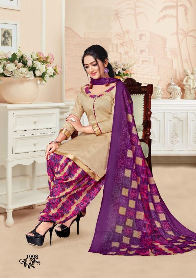 Skt Suits Orchid Cotton Printed Patiyala Style Festive Wear Salwar Kameez