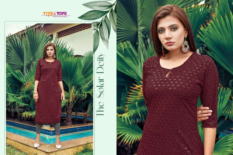 Olivia Vol 2 Rayon Chikan Sequence Work Fancy  Kurti