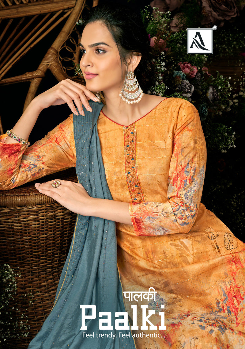 Alok Suit Paalki Jacquard With Printed Work Stylish Designer Festive Wear Salwar Kameez