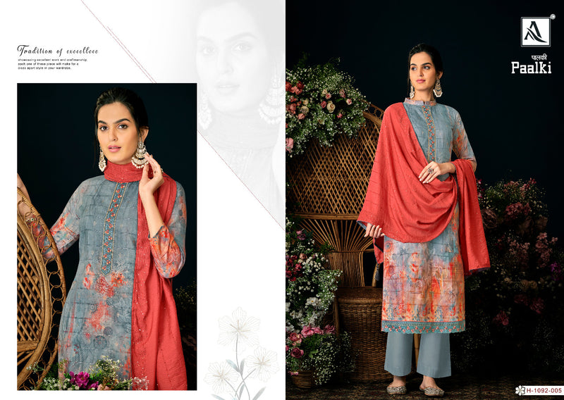 Alok Suit Paalki Jacquard With Printed Work Stylish Designer Festive Wear Salwar Kameez
