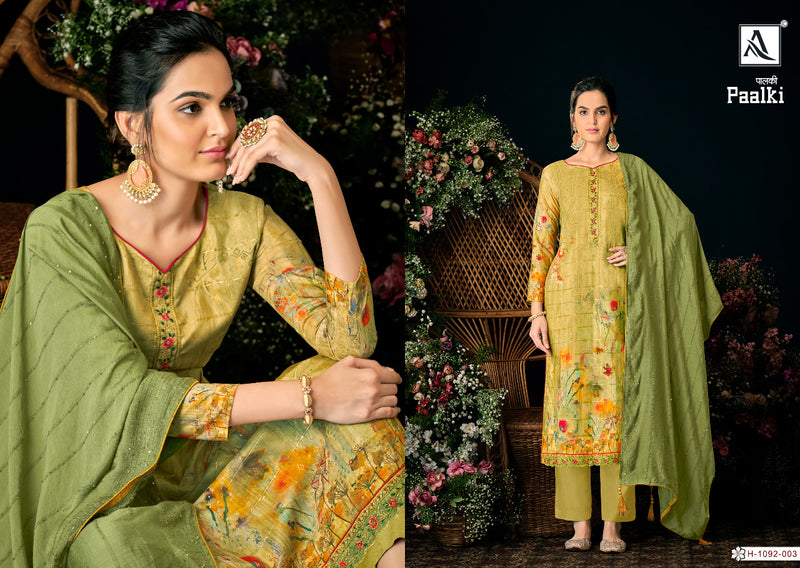 Alok Suit Paalki Jacquard With Printed Work Stylish Designer Festive Wear Salwar Kameez