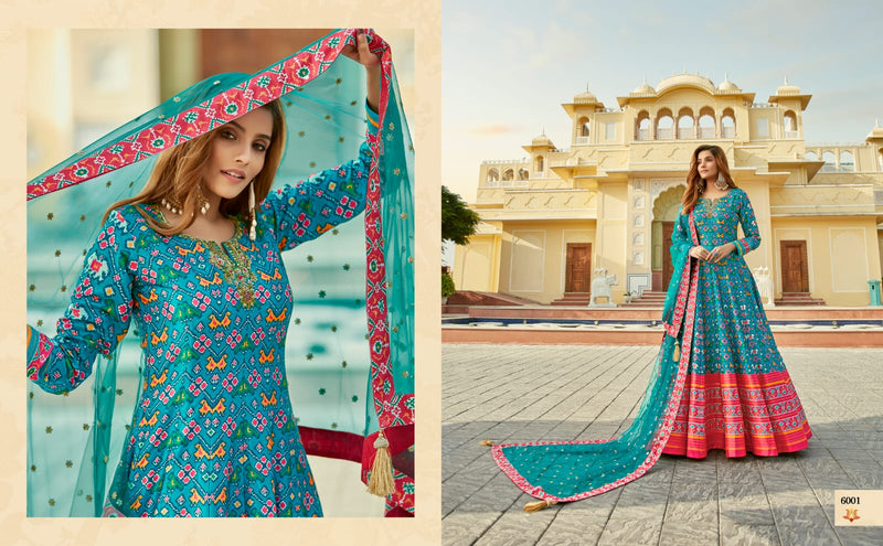 Virasat Padmasundari Silk Designer Patola Print Neck Handwork Designer Partywear Kurti