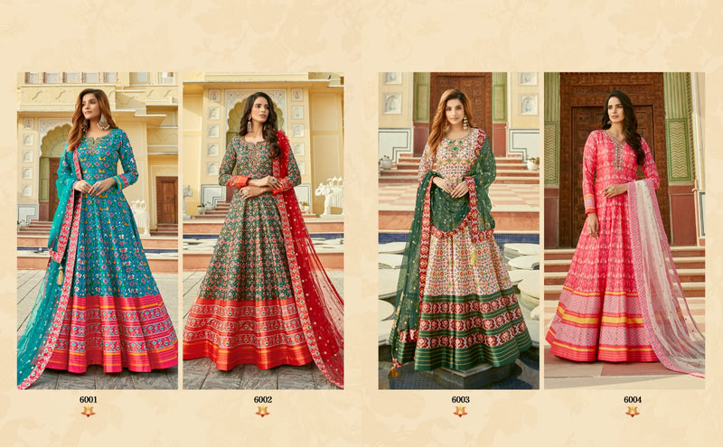 Virasat Padmasundari Silk Designer Patola Print Neck Handwork Designer Partywear Kurti