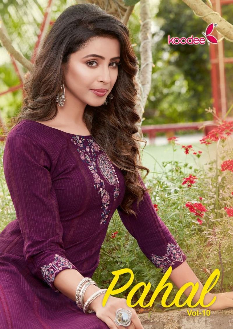 Koodee Fashion Pahal Vol 10 Viscose With Heavy Embroidery Work Stylish Designer Party Wear Kurti