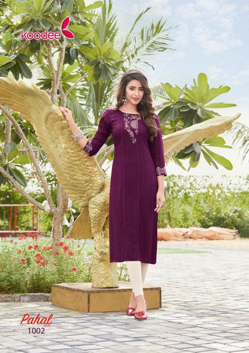 Koodee Fashion Pahal Vol 10 Viscose With Heavy Embroidery Work Stylish Designer Party Wear Kurti