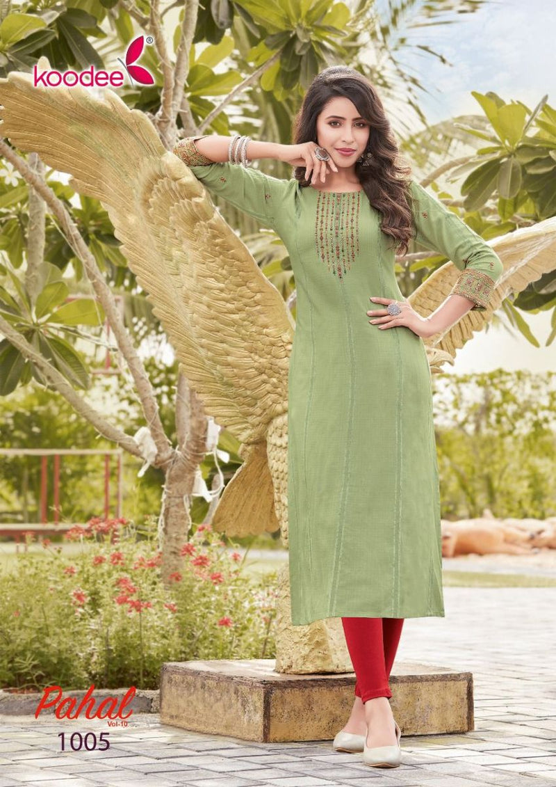 Koodee Fashion Pahal Vol 10 Viscose With Heavy Embroidery Work Stylish Designer Party Wear Kurti