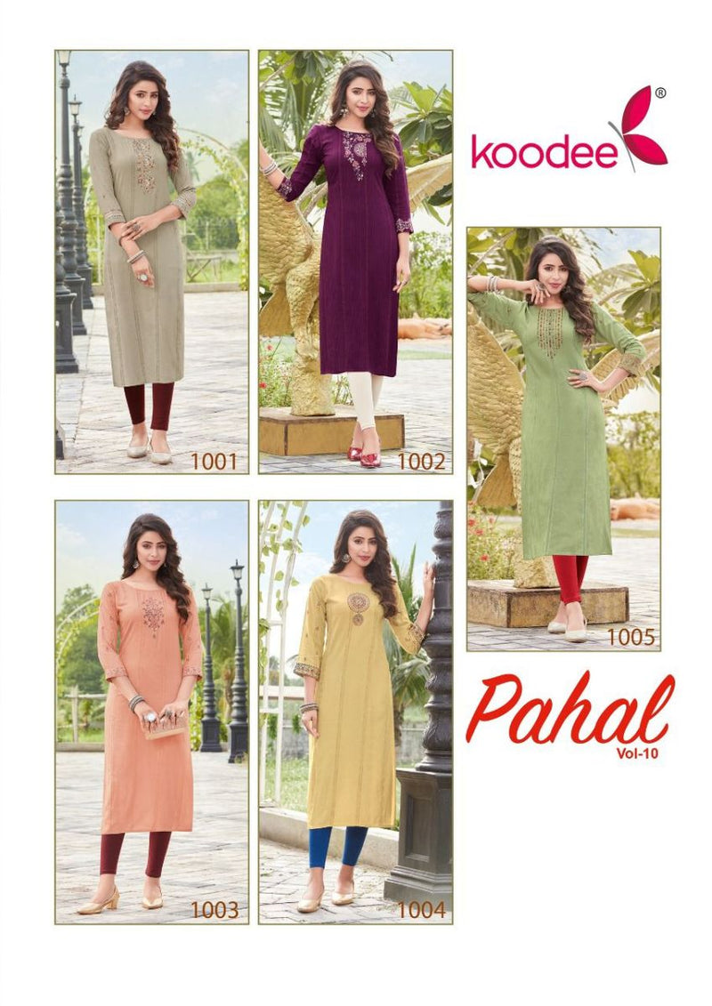 Koodee Fashion Pahal Vol 10 Viscose With Heavy Embroidery Work Stylish Designer Party Wear Kurti
