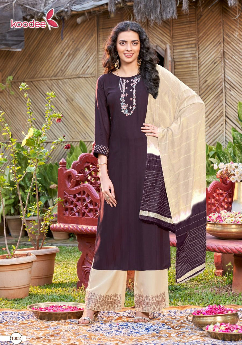 Koodee Fashion Pahechan Vol 7 Viscose Fancy Designer Festive Wear Kurtis With Plazo & Dupatta