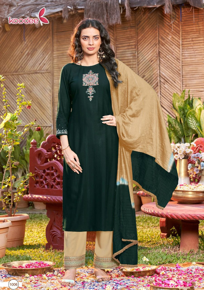 Koodee Fashion Pahechan Vol 7 Viscose Fancy Designer Festive Wear Kurtis With Plazo & Dupatta