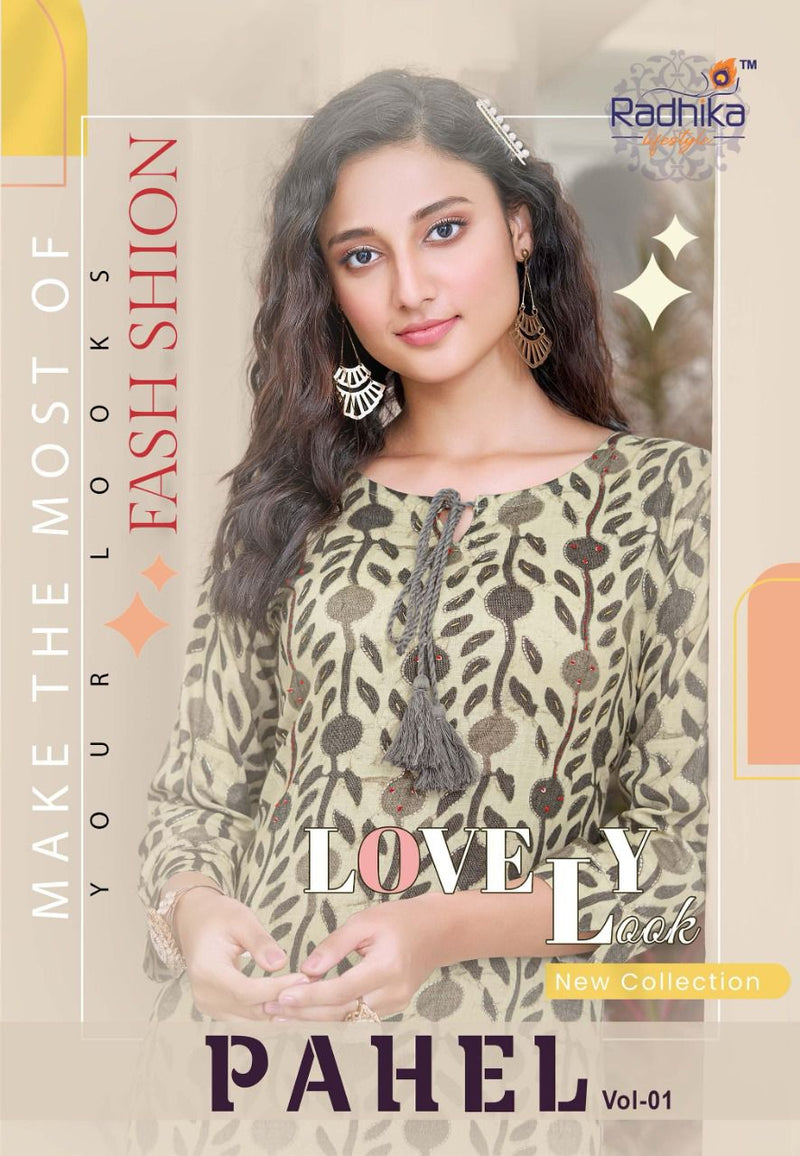 Radhika Lifestyle Paheli Vol 1 Rayon With Fancy Work Stylish Designer Casual Wear Fancy Kurti