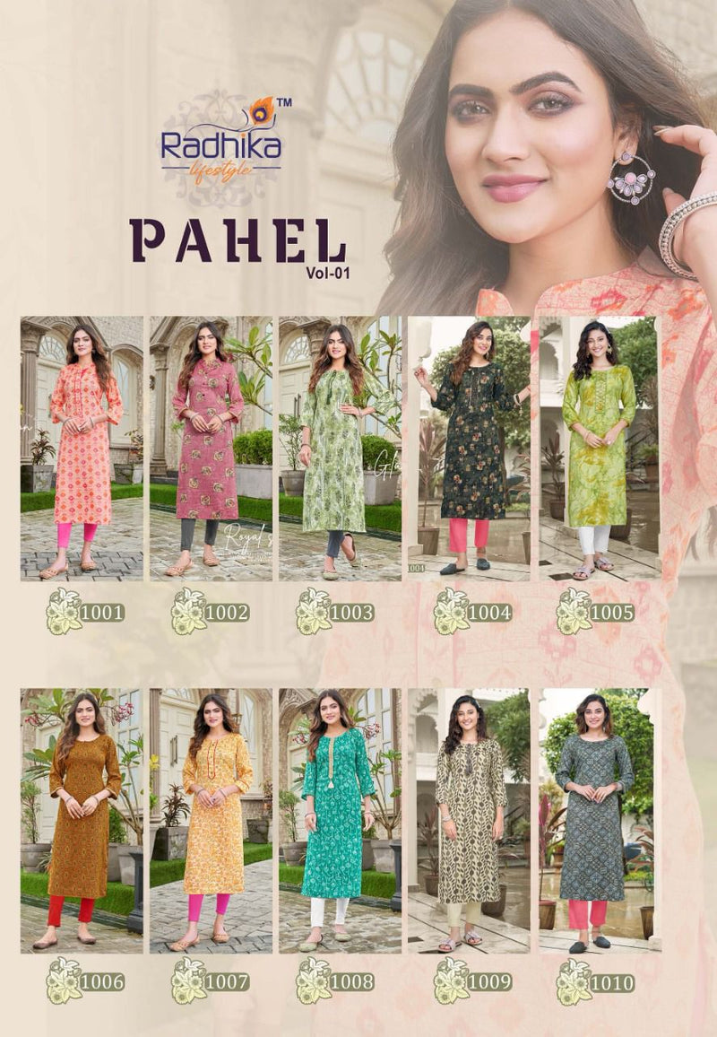 Radhika Lifestyle Paheli Vol 1 Rayon With Fancy Work Stylish Designer Casual Wear Fancy Kurti