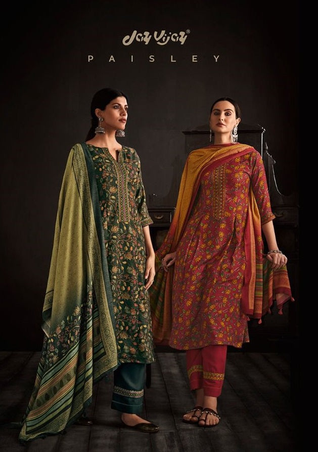Jay Vijay Paisley Pashmina Printed With Heavy Embroidery Work Stylish Designer Attractive Look Salwar Kameez
