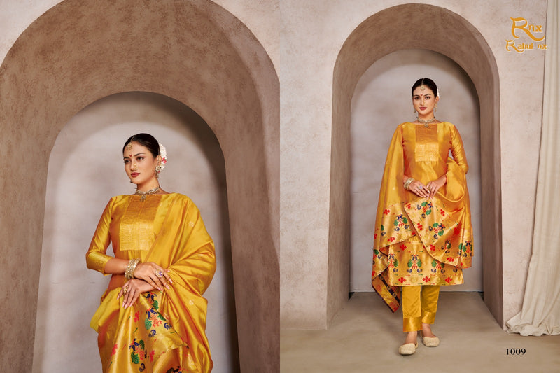 Rahul Nx Paithni Minakari Pure Taepla Silk Paithani Pattern Stylish Designer Salwar Kameez