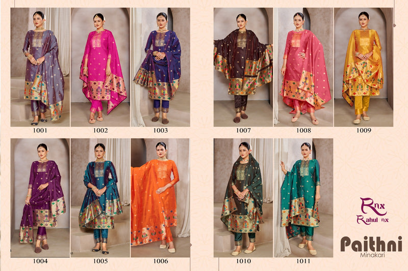Rahul Nx Paithni Minakari Pure Taepla Silk Paithani Pattern Stylish Designer Salwar Kameez