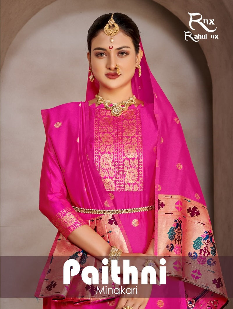 Rahul Nx Paithni Minakari Pure Taepla Silk Paithani Pattern Stylish Designer Salwar Kameez