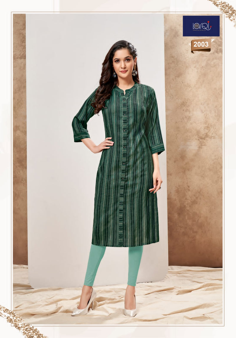 Suryajyoti Larqi Pakiza Vol 2 Rayon Casual Office Wear Kurtis With Hand Weaving